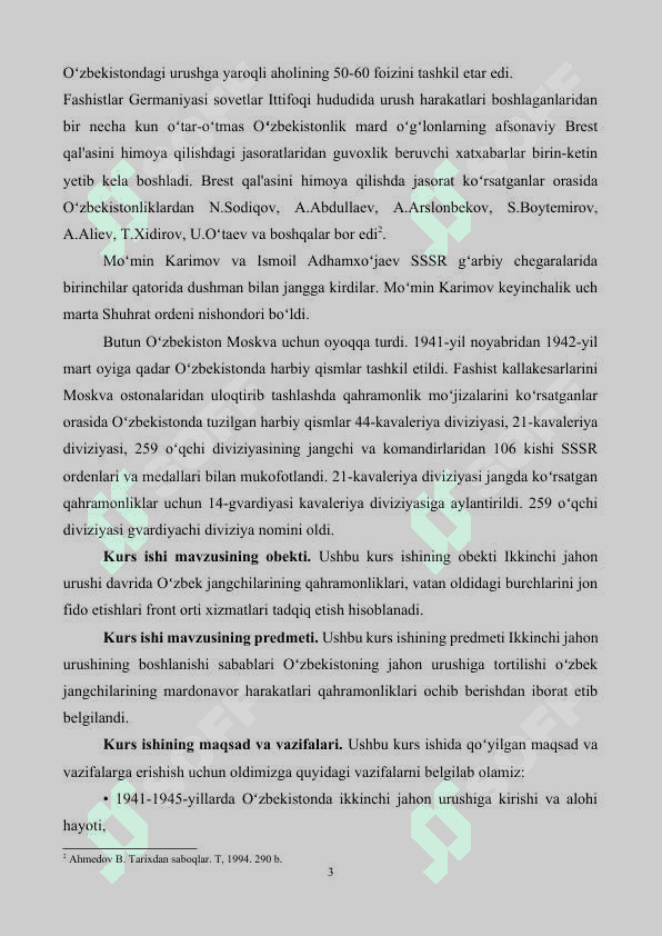 Ikkinchi jahon urushi yillarida Oʻzbekiston harbiylarining jangovor harakatlari va jasoratlari 3
