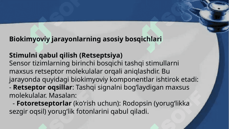 Sensor tizimlar faoliyatining biokimyoviy asoslari 3