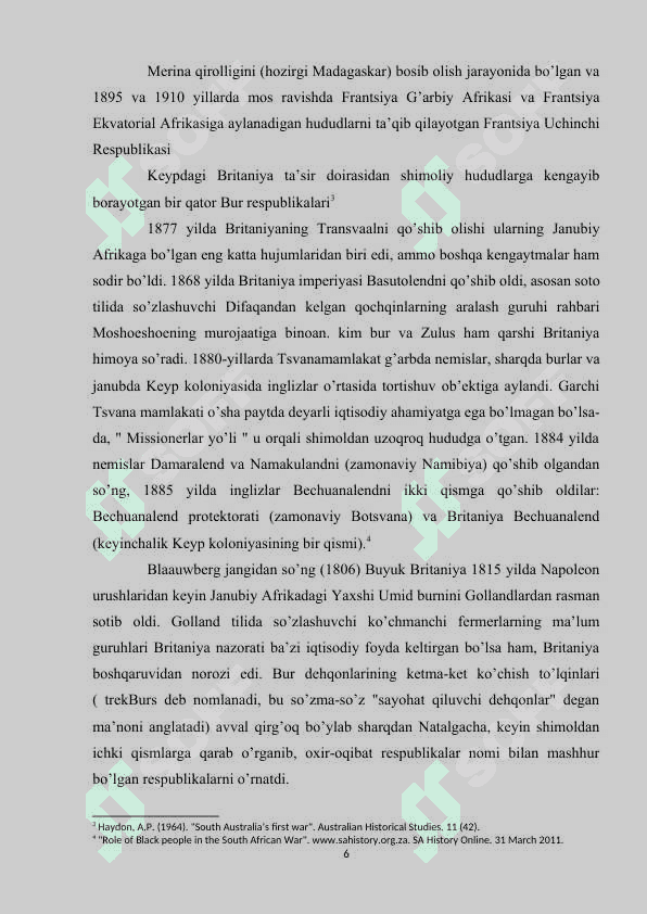 JANUBIY AFRIKA INGILIZ-BUR URUSHLARI DAVRIDA 6