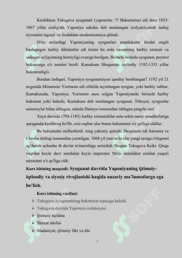 Syogunut davrida Yaponiyaning ijtimoiy-iqtisodiy va siyosiy rivojlanishi 3