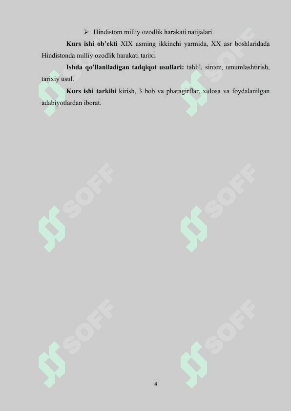 XIX ASRNING  IKKINCHI YARMIDA, XX ASR BOSHLARIDADA HINDISTONDA MILLIY OZODLIK HARAKATI 4