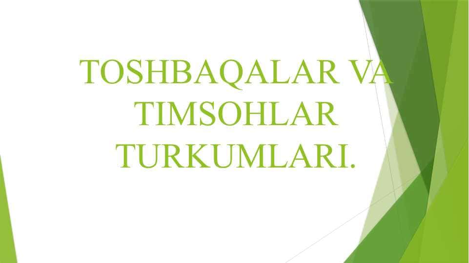 TOSHBAQALAR VA TIMSOHLAR TURKUMLARI.TOSHBAQALAR VA TIMSOHLAR TURKUMLARI.