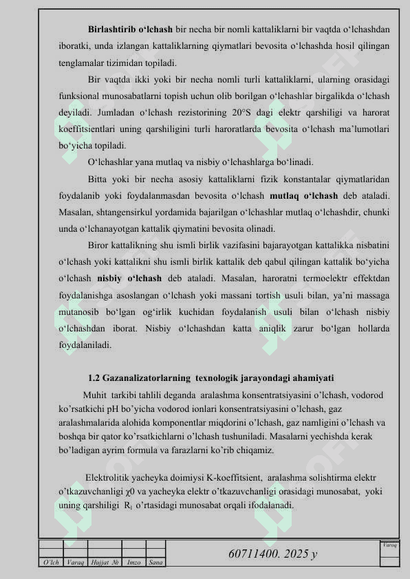 UG-2 universal gazanalizatorining o‘lchash sxemasini tahlil qilish 6