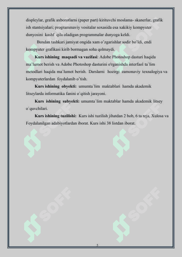 ADOBE PHOTOSHOP DASTURI HAQIDA UMUMIY MA’LUMOT 5