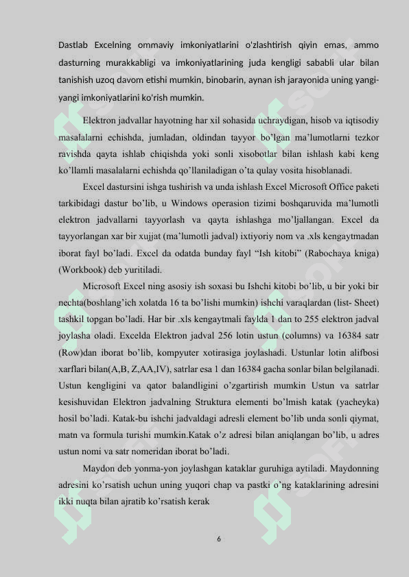 Microsoft Excel dasturida misollar yechish texnologiyasi 6