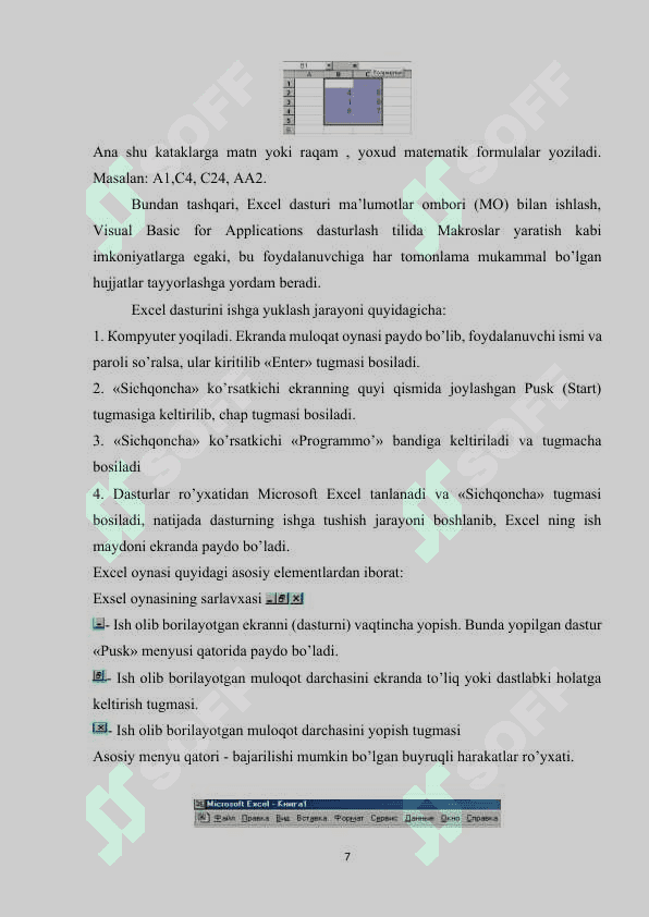 Microsoft Excel dasturida misollar yechish texnologiyasi 7