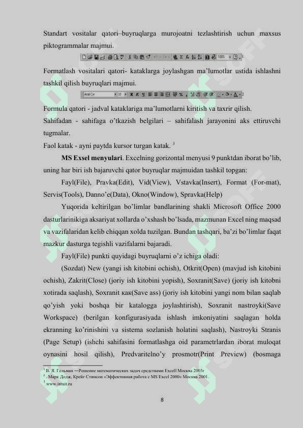 Microsoft Excel dasturida misollar yechish texnologiyasi 8