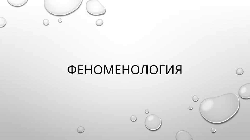 Феноменология
