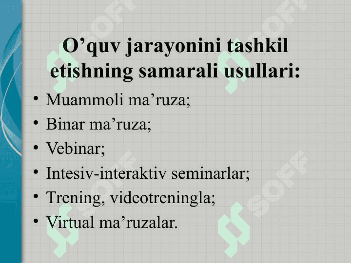 O’quv jarayoniga innovatsion ta’lim texnologiyalarini joriy etish 2