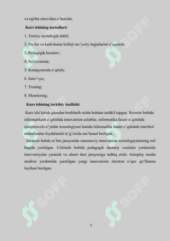”INFORMATIKA DARSLARIDA O`QUVCHILAR BILIM KO`NIKMA VA MALAKALARINI NAZORAT QILISH BAHOLASHNING ZAMONAVIY VOSITALARI” 5