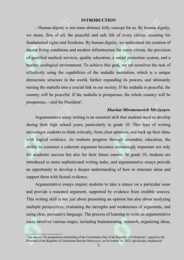 TEACHING ARGUMENTATIVE ESSAY WRITING IN GRADE 10 2