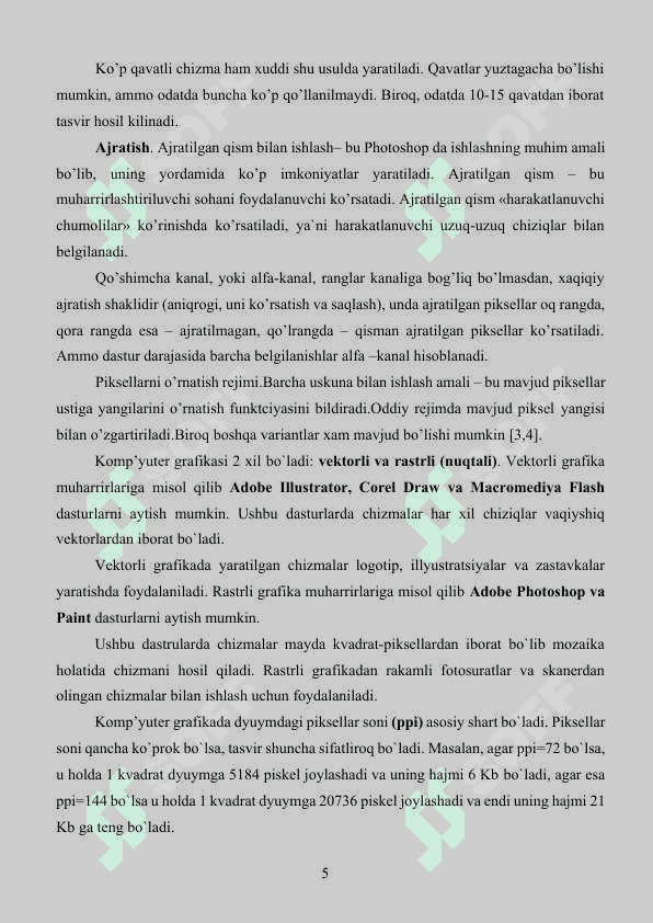 Adobe Photoshop dasturi 5