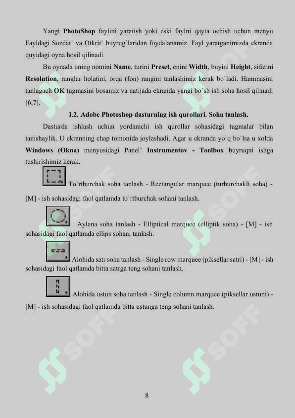 Adobe Photoshop dasturi 8