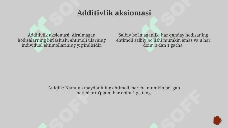 A.N.Kolmogorov Aksiomalaridan Kelib Chiqqan Ehtimolning Xossalari 3