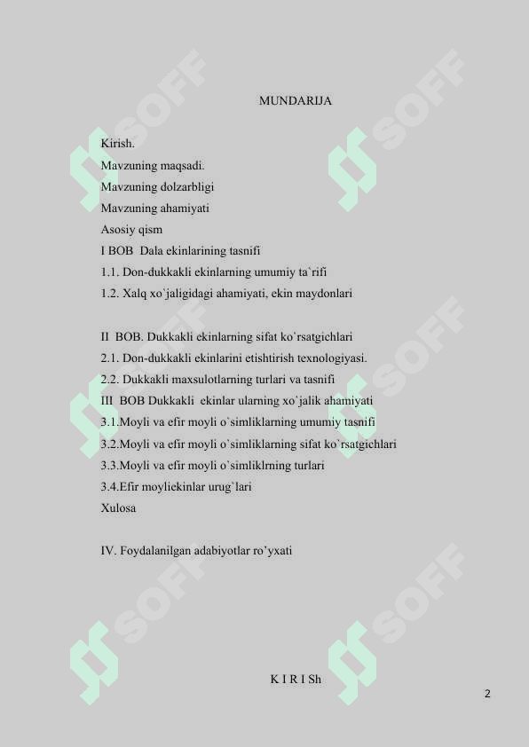 Dukkakli,moyli va efir moyli o`simliklar va ulardan olinadigan maxsulotlarning sifat ekispertizasi 2