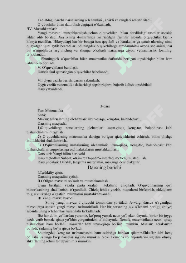 Narsalarning xossalari 1-sinf Matematika Dars Ishlanma 3