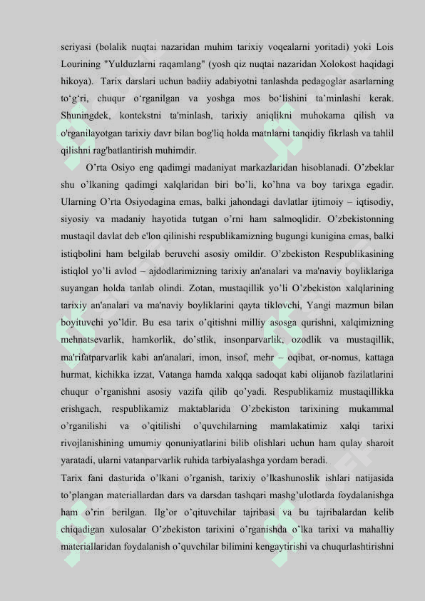 TARIX DARSLARIDA RIVOYATLAR VA HIKOYALARDAN FOYDALANISH. 7