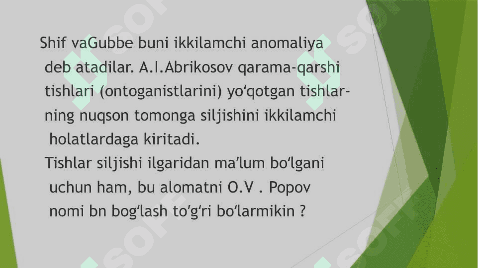 Tish qatorlarining ikkilamchi   deformatsiyasi 7