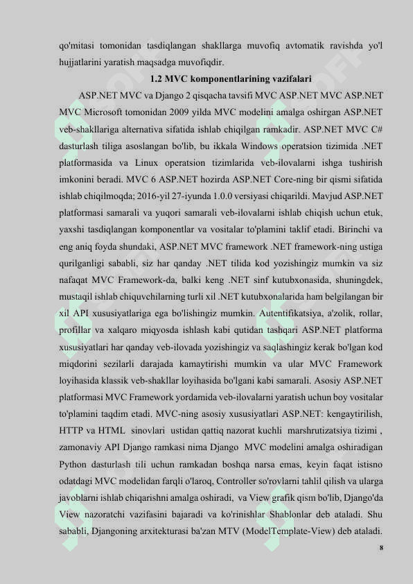 MVC ARXITEKTURASINI QO'LLAB-QUVVATLOVCHI ODDIY VEB-ILOVA YARATISHMVC ARXITEKTURASINI QO'LLAB-QUVVATLOVCHI ODDIY VEB-ILOVA YARATISH 8