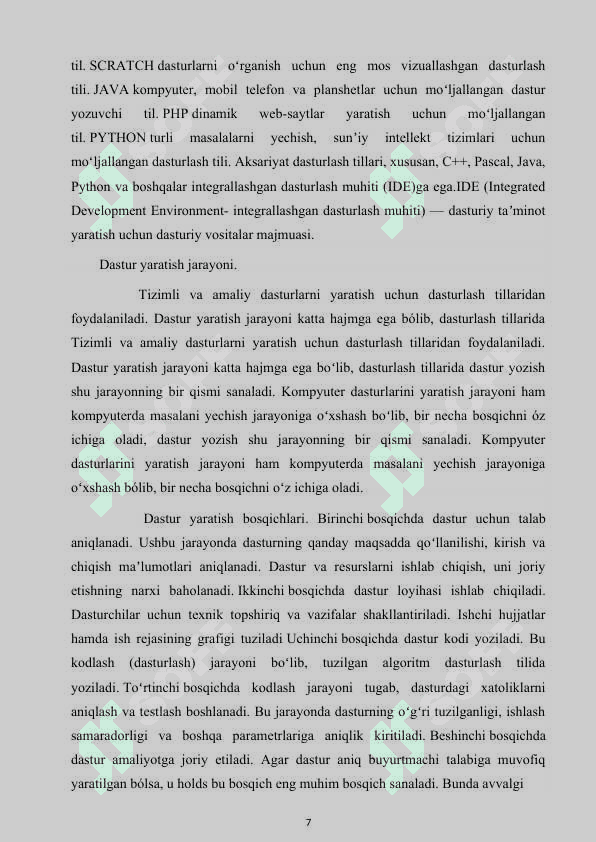 Relyatsion ma’lumotlar ba’zasini dasturlash tillari yordamida loyihalash 6