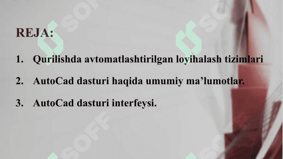 QURILISHDA AVTOMATLASHTIRILGAN LOYIHALASH TIZIMLARI. 2