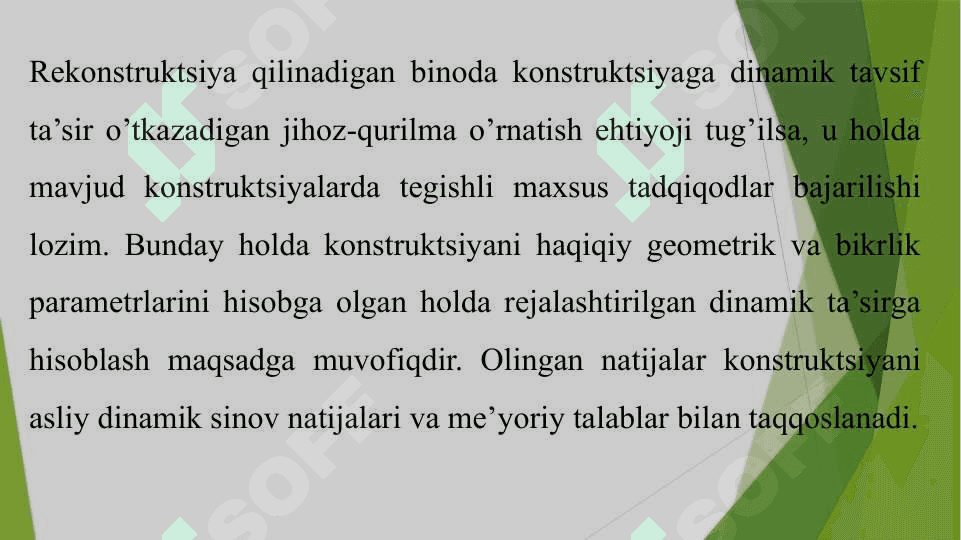 KONSTRUKTSIYALARNING AMALDAGI DINAMIK TAVSIFLARINI BELGILASH. YUKLAR VA TA’SIRLAR 2