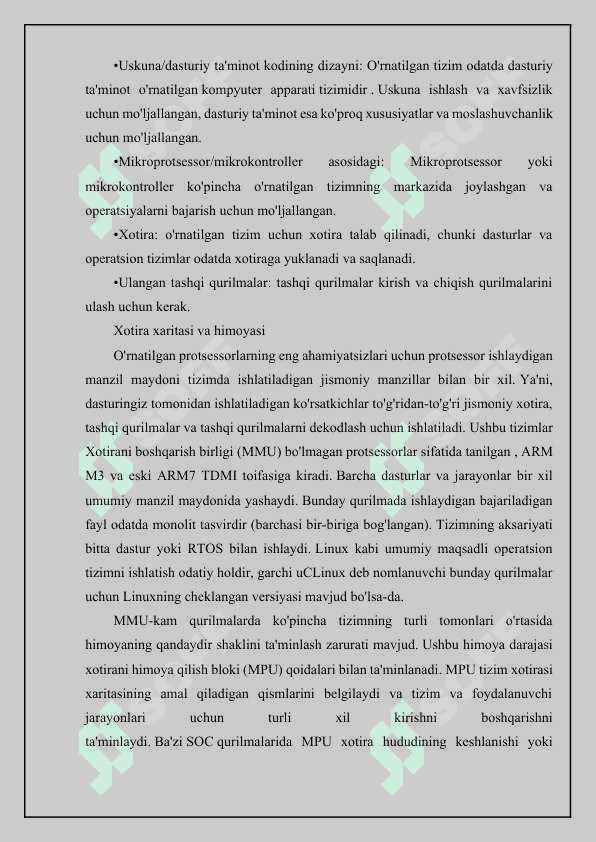 O‘rnatilgan tizimlarning blok diagrammasi 7