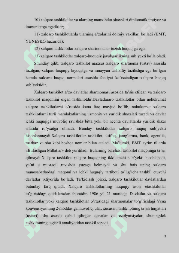 Xalqaro tashkilotlarning asosiy funksiyalari 5