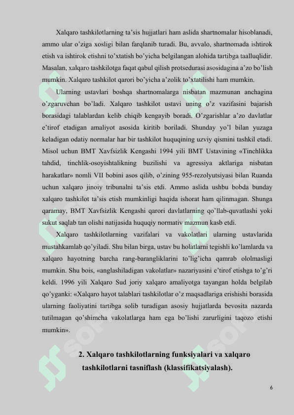 Xalqaro tashkilotlarning asosiy funksiyalari 6