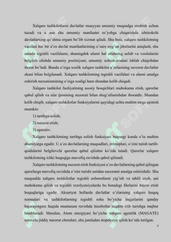 Xalqaro tashkilotlarning asosiy funksiyalari 7