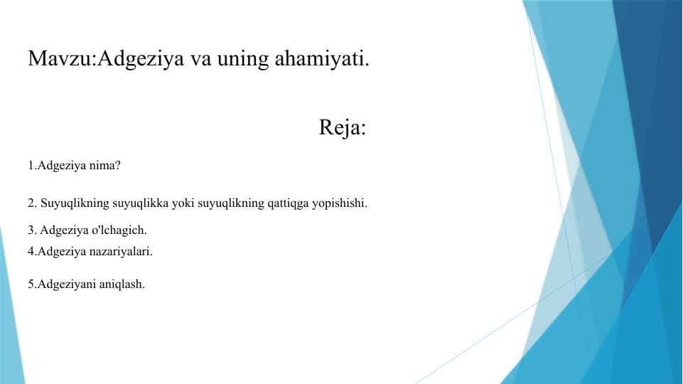 Adgeziya va uning ahamiyati