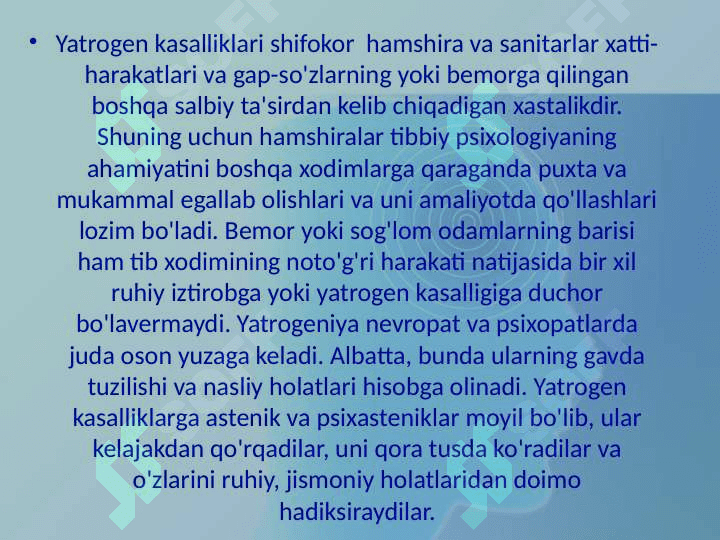 Hozirgi zamon tibbiyotida yatrogeniya muommolari 6