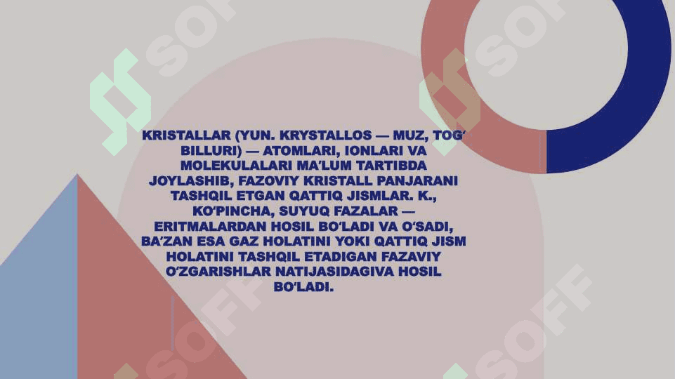 Kristall Panjara turlari.Metallar va ion birikmalarning tuzilishi. 3