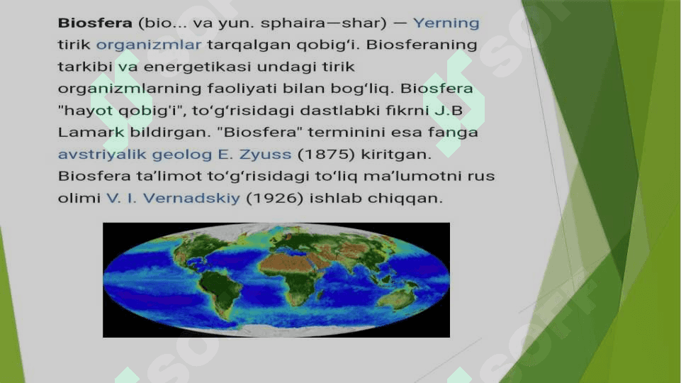 Odam va biosfera, noosfera haqidagi Vernadskiyning  o'rganishlari. 2