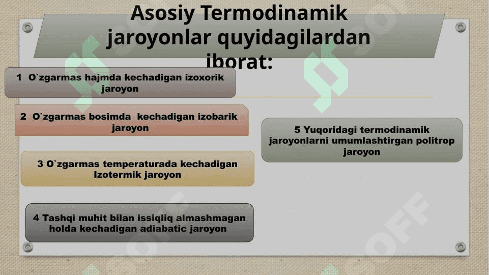 Mavzu:Izobarik Izotermik va Izoxorik Izotornik potensial.Entolpiya  va Entropiya o`zgarishlari asosida kimyoviy reaksiyalarning yo`nalishini belgilash 3