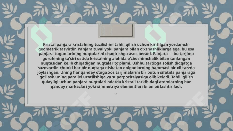 Kristall panjara turlari metal va ion birikmalarning tuzilishi 3