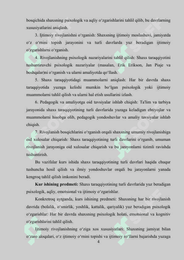 SHAXS TARAQQIYOTINI DAVRLARGA BO'LISH 4