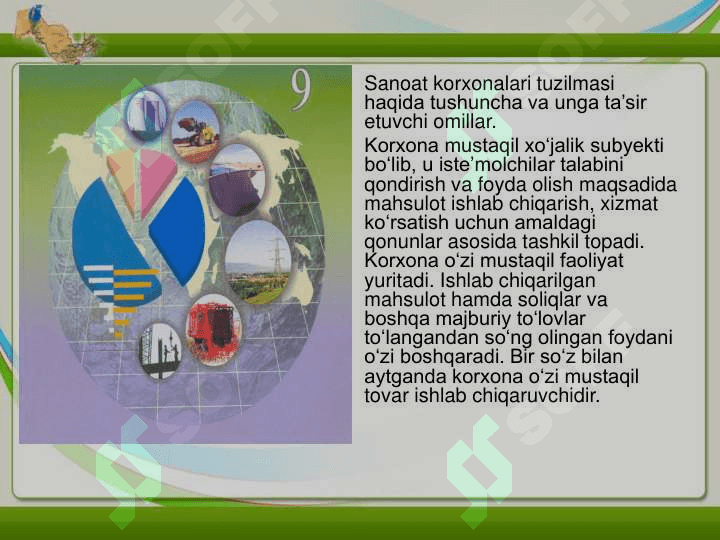 Iqtisodiyotni modernizatsiyalash sharoitida sanoat ishlab chiqarishining texnik va texnologik bazasini yaratishning o’zbek modeli. 3
