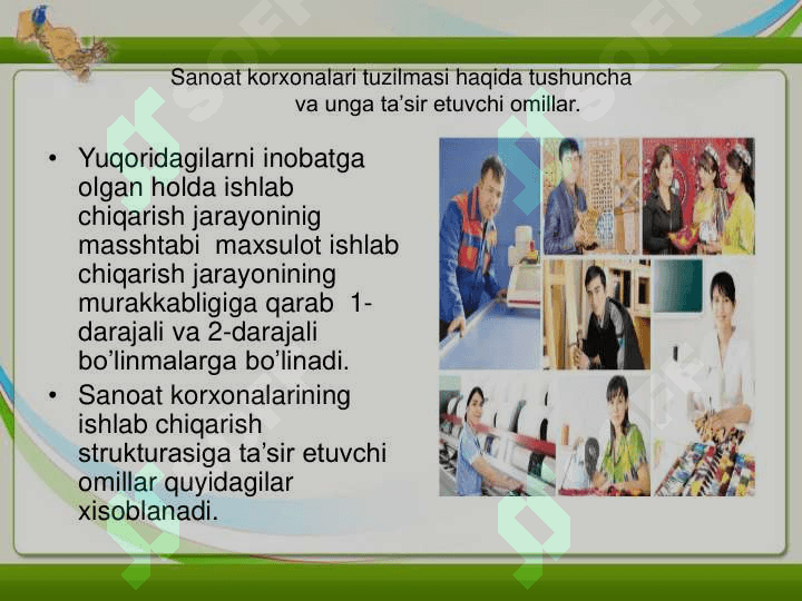 Iqtisodiyotni modernizatsiyalash sharoitida sanoat ishlab chiqarishining texnik va texnologik bazasini yaratishning o’zbek modeli. 4