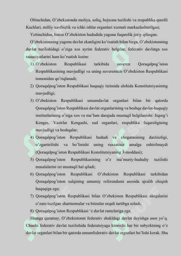 O’zbekiston Respublikasida davlat shaklining o’ziga xos xususiyatlari 6
