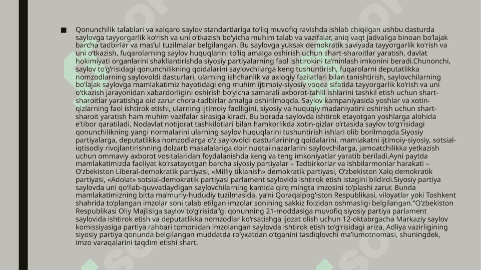 Oʻzbekiston Respublikasida erkin saylovlarni amalga oshirish prinsiplari 5