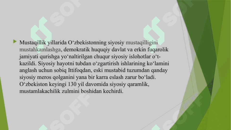 Oʻzbekistonda hokimiyatning boʻlinish tamoyili va konseptual asoslari 2