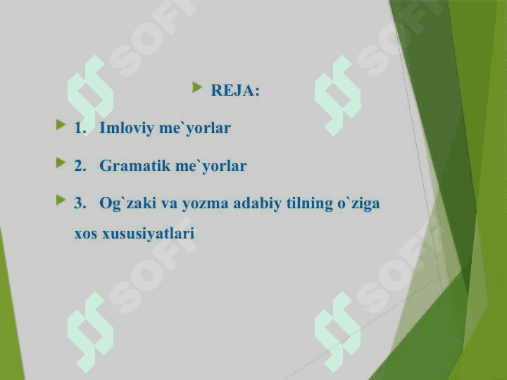 O`zbek tili va uning sohada qo’llanilishi fanidanImloviy va gramatik meyorlar 2