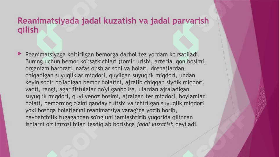 Og'ir bemorlar parvarishi.Reanimatsion yordam asoslari 2
