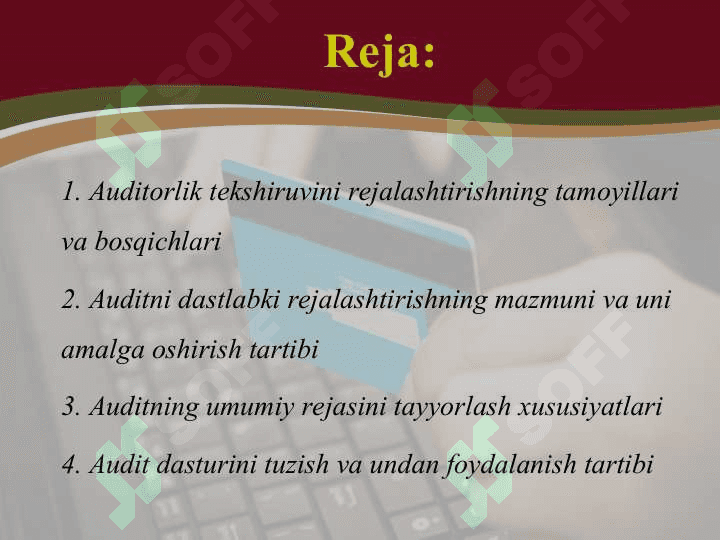 Auditorlik tekshiruvini rejalashtirish 2