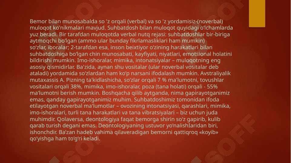 Patsient bilan verbal va noverbal muloqot ko’nikmalari 2