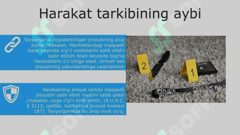 Jinoyatga tayyorgarlik ko'rish va uning belgilari 7