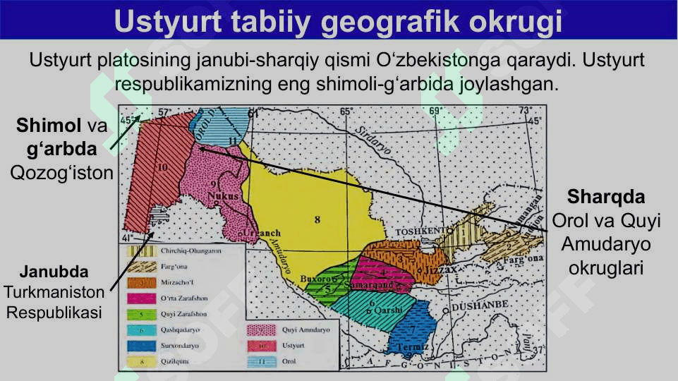Ustyurt tabiiy geografik okrugi. Iqlimi, suvlari, tuproqlari, o‘simliklari va hayvonot dunyosi. 3