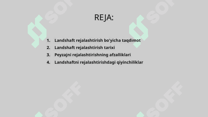 Landshaft planirovkasi yo'nalishlari. 2