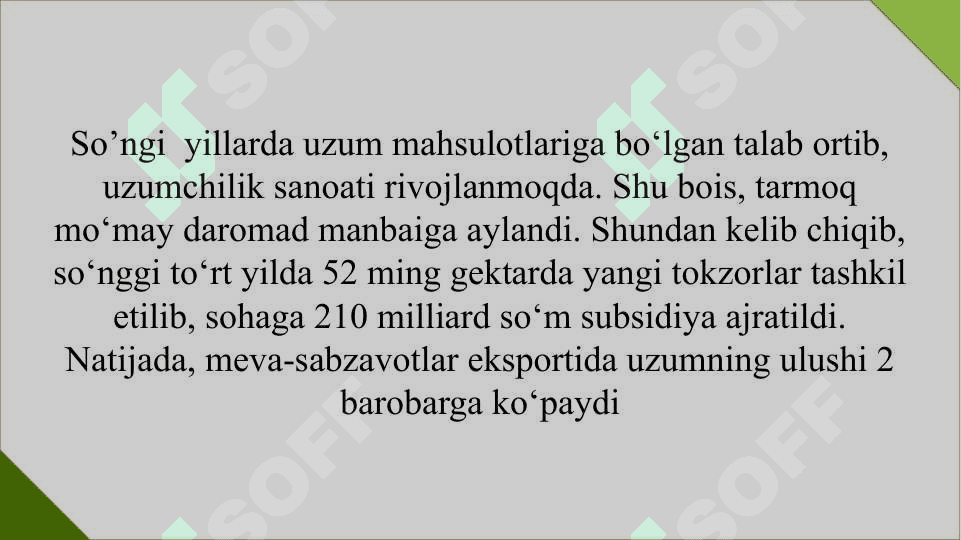 Uzumchilik klasterining rivojlanishi. 4